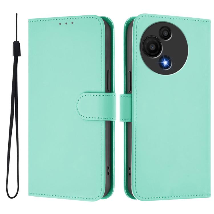 For TCL 605 / 60 SE Skin Feel Solid Color Leather Phone Case with Lanyard