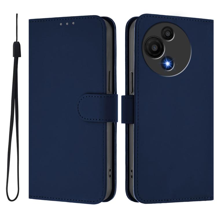 For TCL 605 / 60 SE Skin Feel Solid Color Leather Phone Case with Lanyard