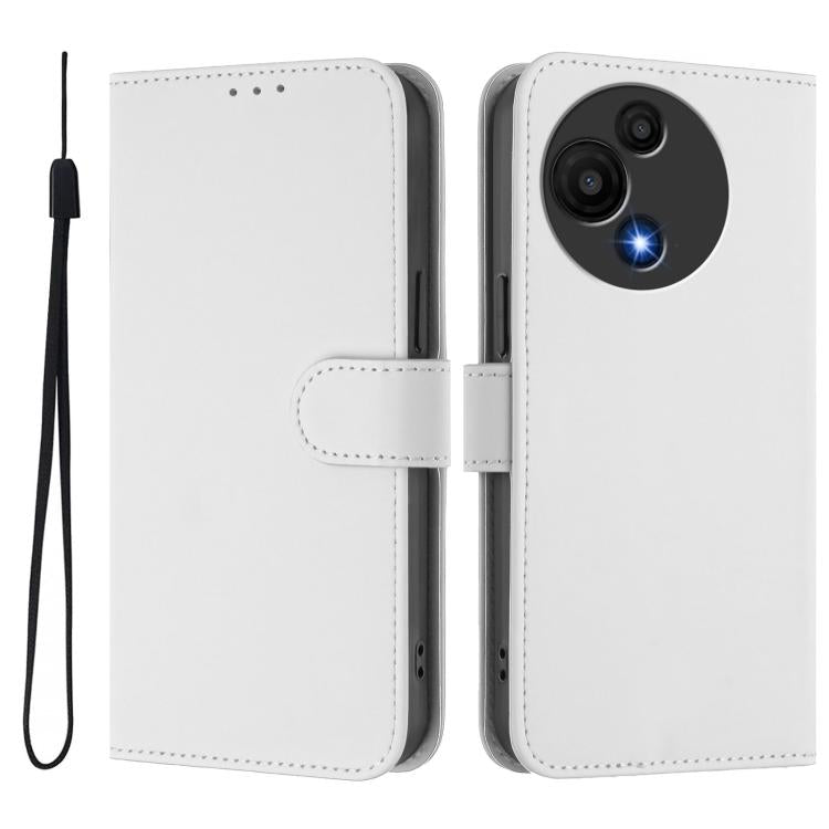 For TCL 605 / 60 SE Skin Feel Solid Color Leather Phone Case with Lanyard