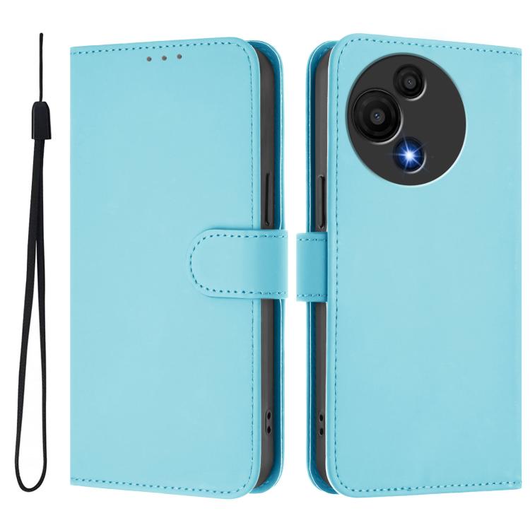 For TCL 605 / 60 SE Skin Feel Solid Color Leather Phone Case with Lanyard