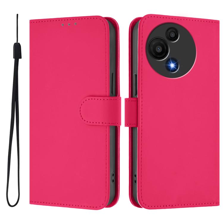 For TCL 605 / 60 SE Skin Feel Solid Color Leather Phone Case with Lanyard