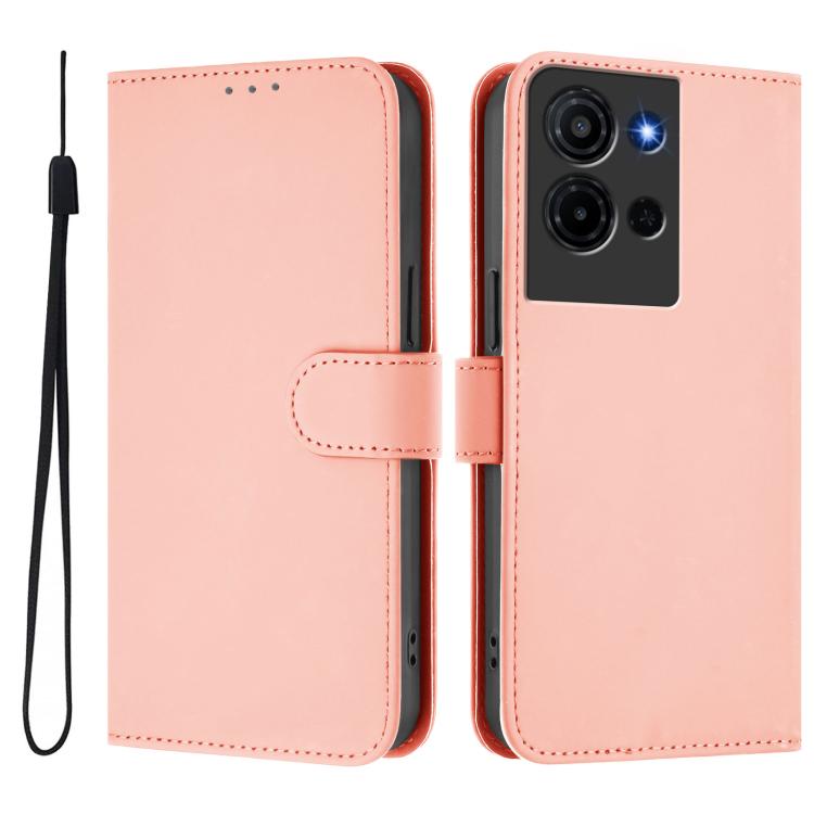 For TCL K32 5G / K33 5G Skin Feel Solid Color Leather Phone Case with Lanyard
