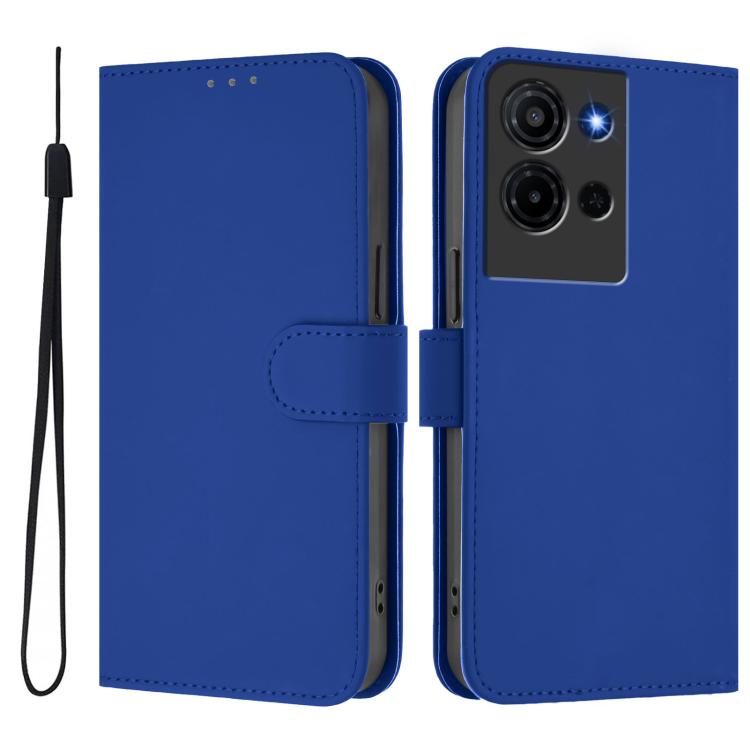 For TCL K32 5G / K33 5G Skin Feel Solid Color Leather Phone Case with Lanyard
