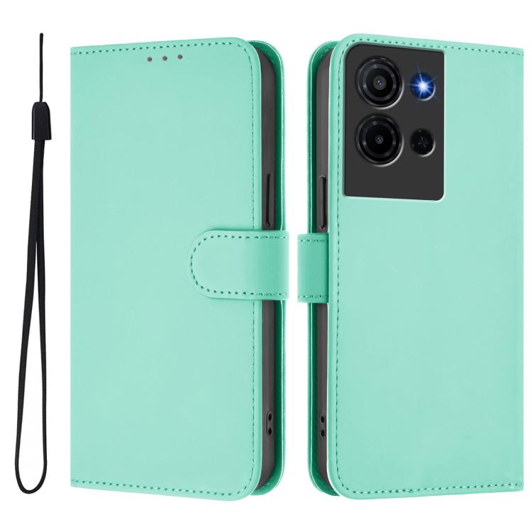 For TCL K32 5G / K33 5G Skin Feel Solid Color Leather Phone Case with Lanyard
