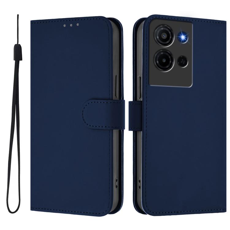 For TCL K32 5G / K33 5G Skin Feel Solid Color Leather Phone Case with Lanyard