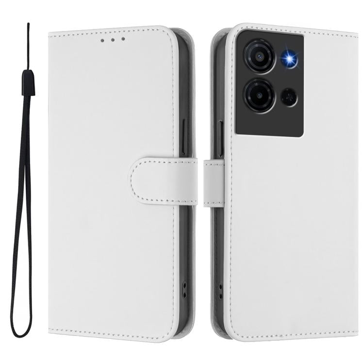 For TCL K32 5G / K33 5G Skin Feel Solid Color Leather Phone Case with Lanyard