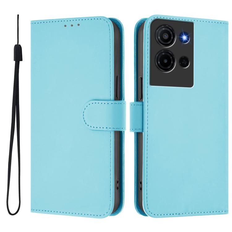 For TCL K32 5G / K33 5G Skin Feel Solid Color Leather Phone Case with Lanyard
