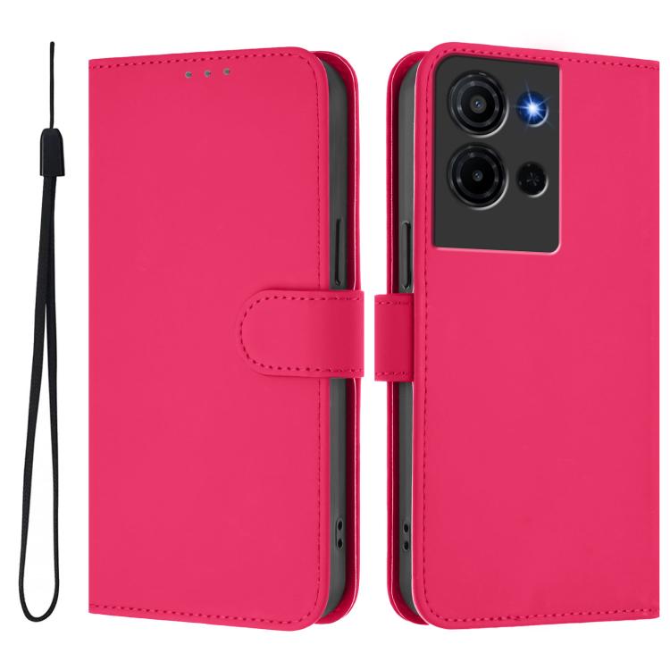 For TCL K32 5G / K33 5G Skin Feel Solid Color Leather Phone Case with Lanyard