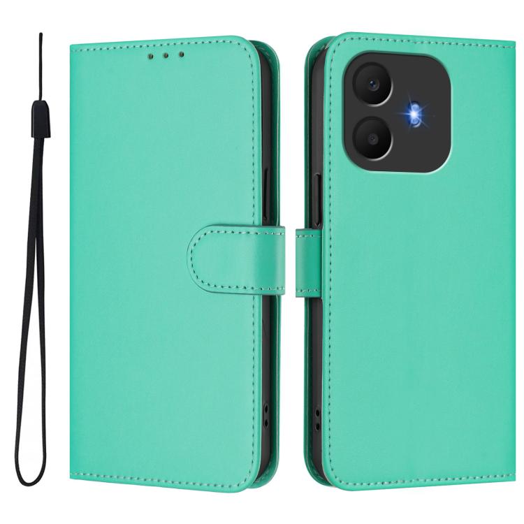 For TCL K70 Power 4G / K70 4G Skin Feel Solid Color Leather Phone Case with Lanyard