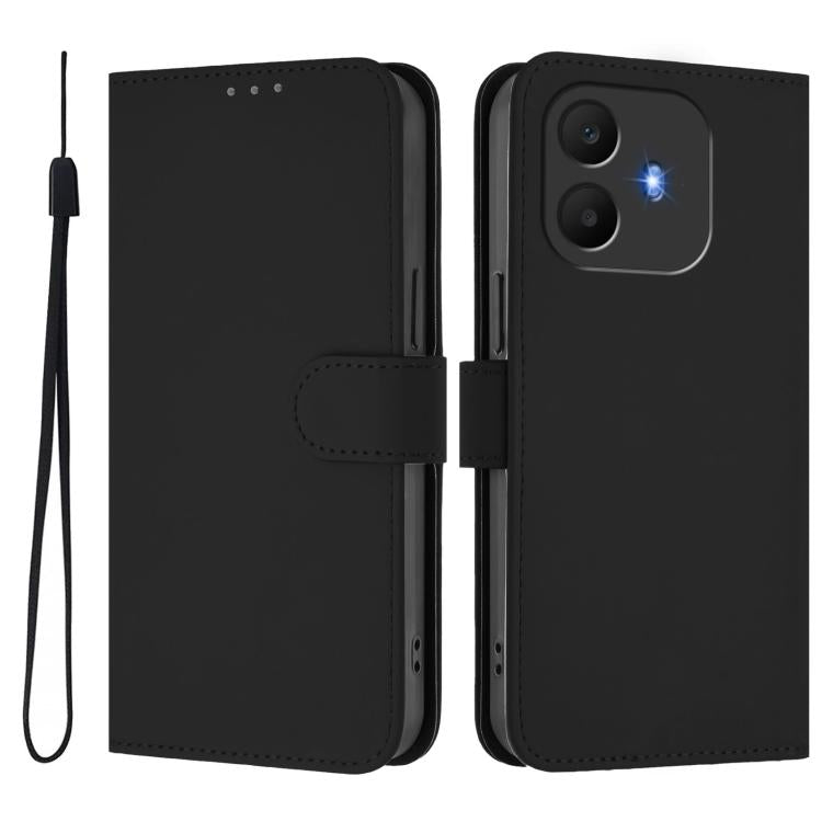 For TCL K70 Power 4G / K70 4G Skin Feel Solid Color Leather Phone Case with Lanyard