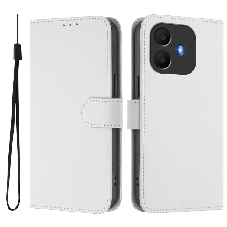 For TCL K70 Power 4G / K70 4G Skin Feel Solid Color Leather Phone Case with Lanyard