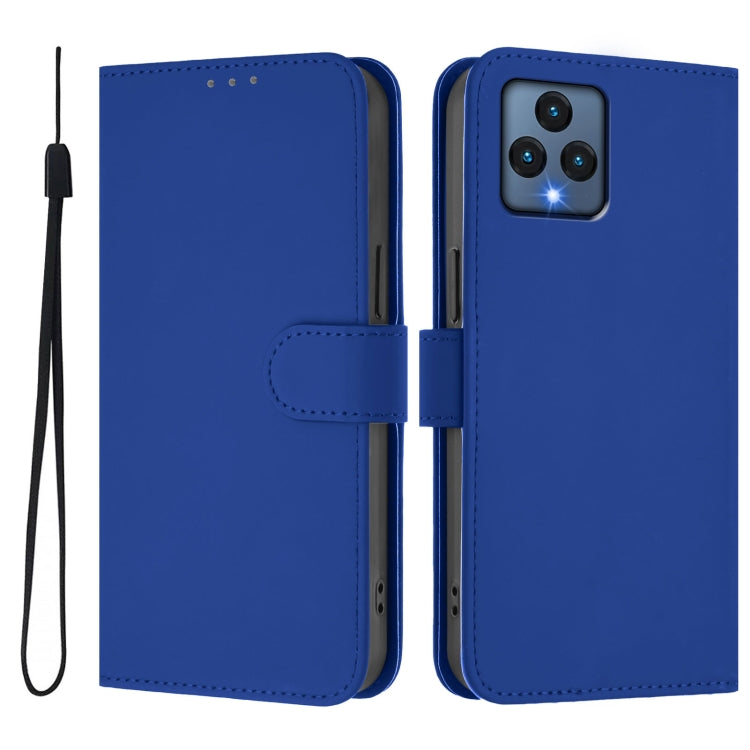For T-Mobile Revvl 6 5G / Revvl 6x 5G Skin Feel Solid Color Leather Phone Case with Lanyard