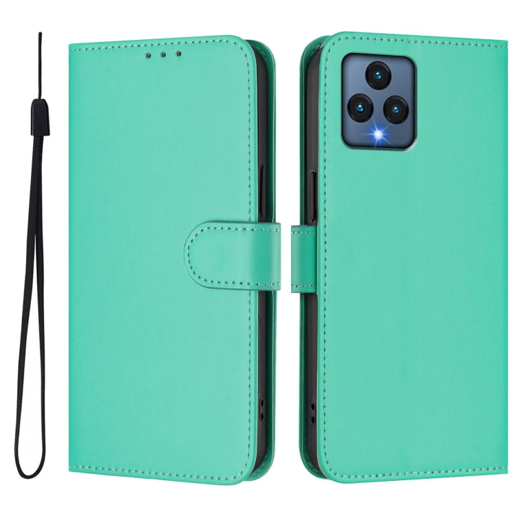 For T-Mobile Revvl 6 5G / Revvl 6x 5G Skin Feel Solid Color Leather Phone Case with Lanyard