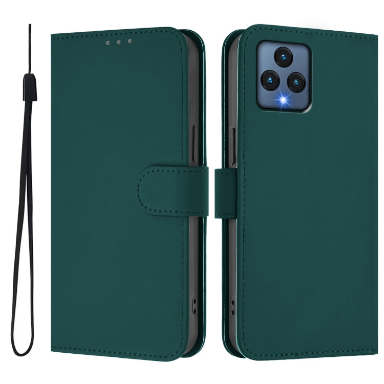 For T-Mobile Revvl 6 5G / Revvl 6x 5G Skin Feel Solid Color Leather Phone Case with Lanyard