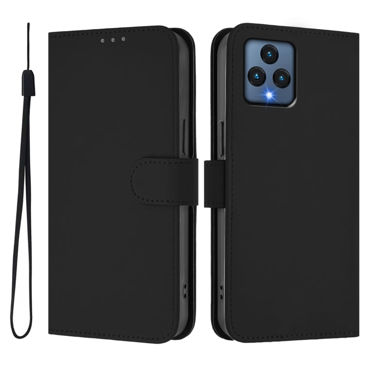 For T-Mobile Revvl 6 5G / Revvl 6x 5G Skin Feel Solid Color Leather Phone Case with Lanyard
