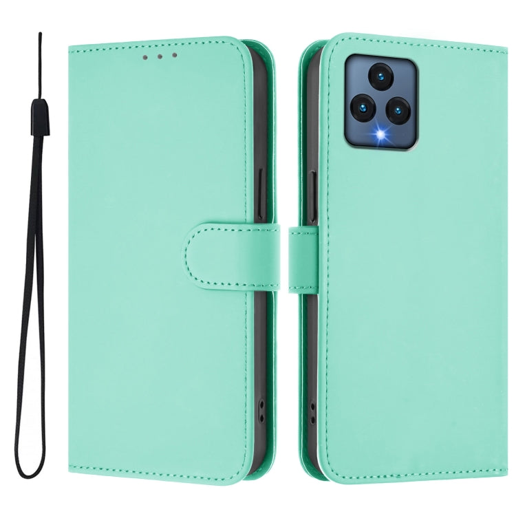 For T-Mobile Revvl 6 5G / Revvl 6x 5G Skin Feel Solid Color Leather Phone Case with Lanyard