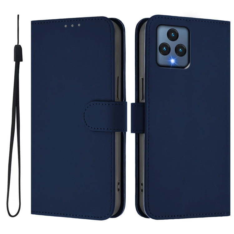 For T-Mobile Revvl 6 5G / Revvl 6x 5G Skin Feel Solid Color Leather Phone Case with Lanyard