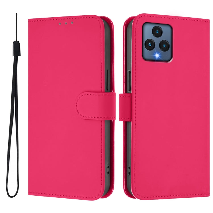 For T-Mobile Revvl 6 5G / Revvl 6x 5G Skin Feel Solid Color Leather Phone Case with Lanyard
