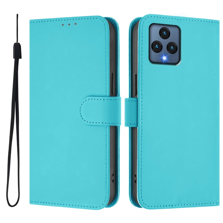 For T-Mobile Revvl 6 5G / Revvl 6x 5G Skin Feel Solid Color Leather Phone Case with Lanyard
