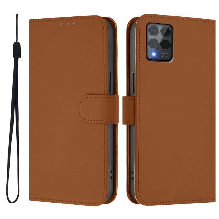 For T-Mobile Revvl 6 Pro 5G / 6x Pro 5G Skin Feel Solid Color Leather Phone Case with Lanyard