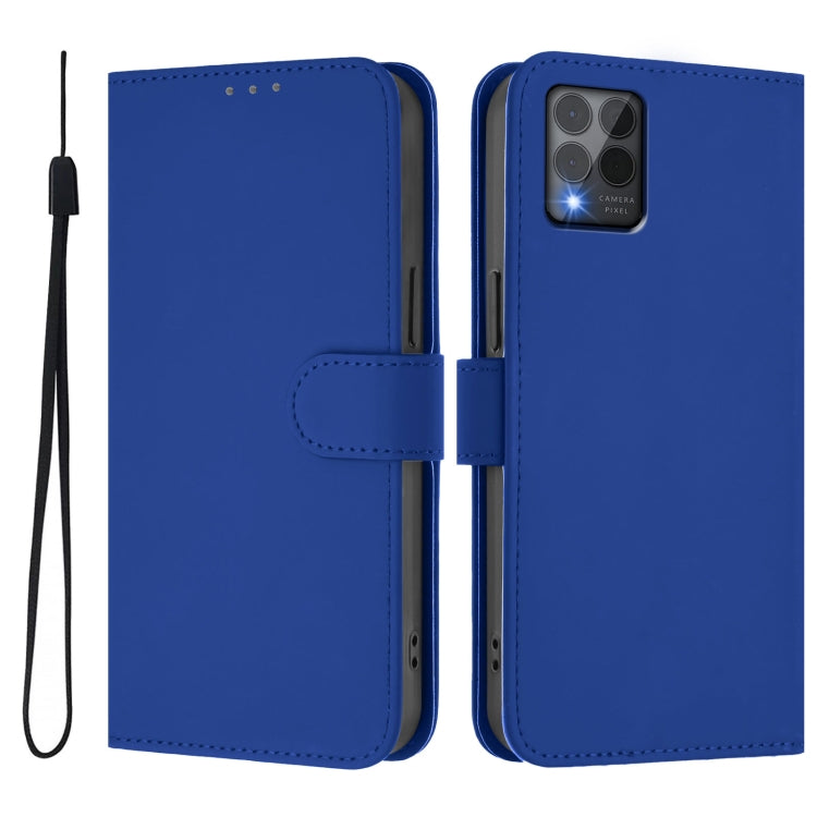 For T-Mobile Revvl 6 Pro 5G / 6x Pro 5G Skin Feel Solid Color Leather Phone Case with Lanyard