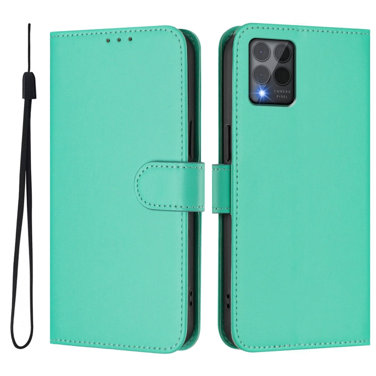 For T-Mobile Revvl 6 Pro 5G / 6x Pro 5G Skin Feel Solid Color Leather Phone Case with Lanyard