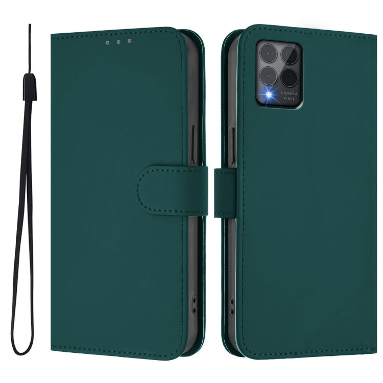 For T-Mobile Revvl 6 Pro 5G / 6x Pro 5G Skin Feel Solid Color Leather Phone Case with Lanyard