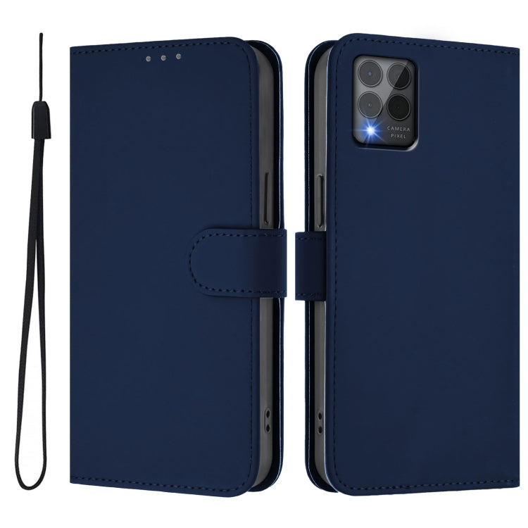 For T-Mobile Revvl 6 Pro 5G / 6x Pro 5G Skin Feel Solid Color Leather Phone Case with Lanyard