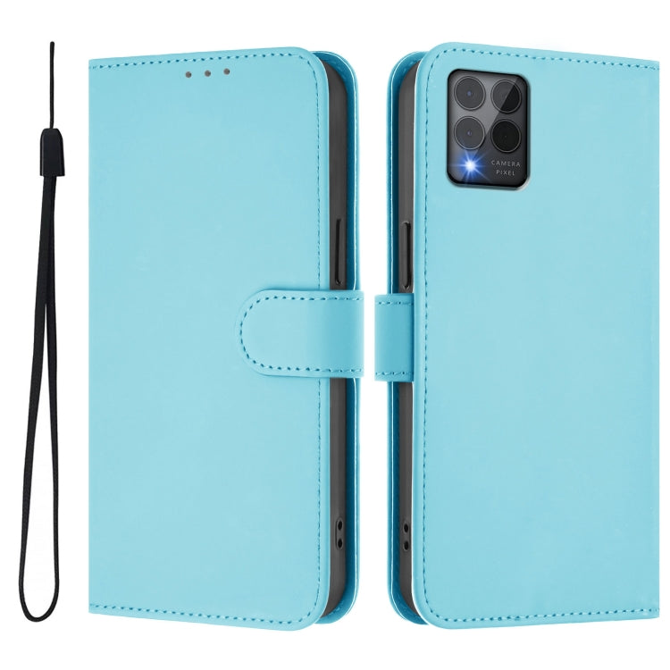 For T-Mobile Revvl 6 Pro 5G / 6x Pro 5G Skin Feel Solid Color Leather Phone Case with Lanyard