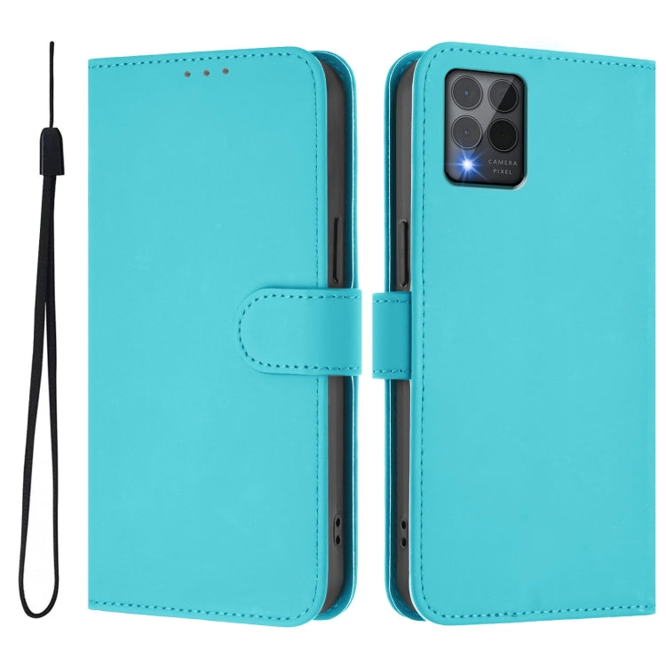 For T-Mobile Revvl 6 Pro 5G / 6x Pro 5G Skin Feel Solid Color Leather Phone Case with Lanyard