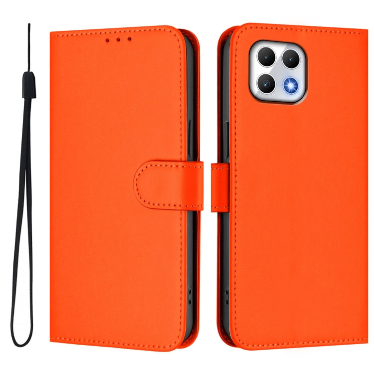 For T-Mobile Revvl 7 5G Skin Feel Solid Color Leather Phone Case with Lanyard