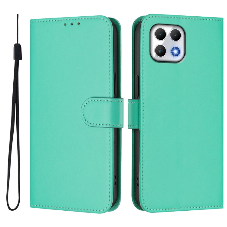 For T-Mobile Revvl 7 5G Skin Feel Solid Color Leather Phone Case with Lanyard