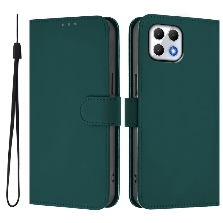 For T-Mobile Revvl 7 5G Skin Feel Solid Color Leather Phone Case with Lanyard