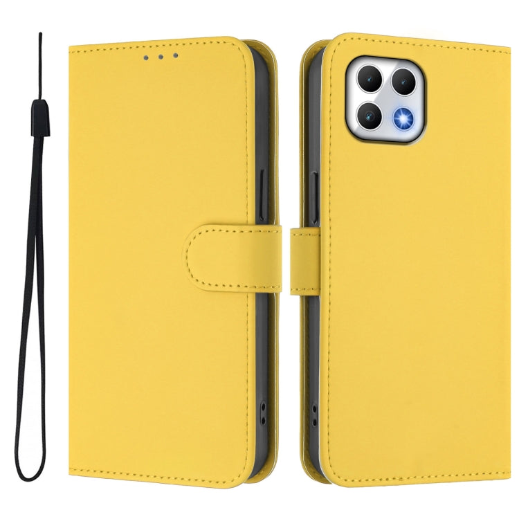 For T-Mobile Revvl 7 5G Skin Feel Solid Color Leather Phone Case with Lanyard