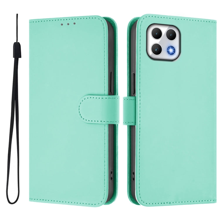 For T-Mobile Revvl 7 5G Skin Feel Solid Color Leather Phone Case with Lanyard