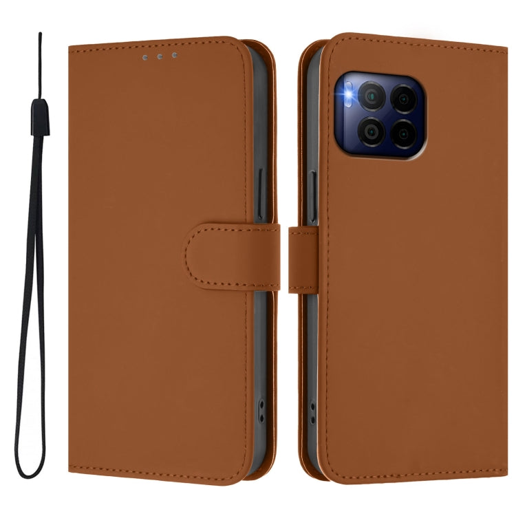 For T-Mobile Revvl 7 Pro 5G Skin Feel Solid Color Leather Phone Case with Lanyard