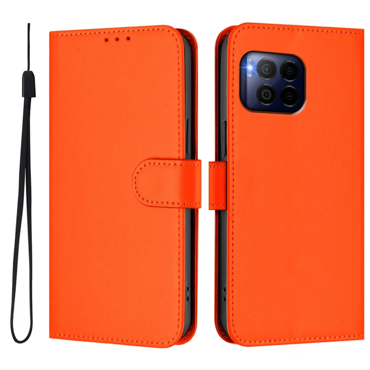 For T-Mobile Revvl 7 Pro 5G Skin Feel Solid Color Leather Phone Case with Lanyard