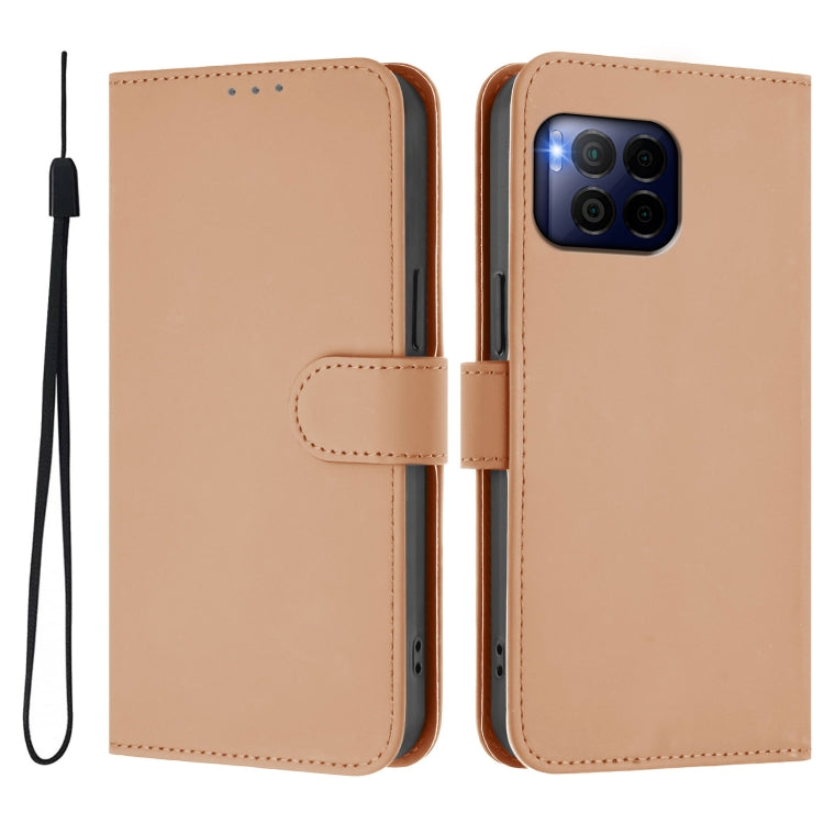 For T-Mobile Revvl 7 Pro 5G Skin Feel Solid Color Leather Phone Case with Lanyard