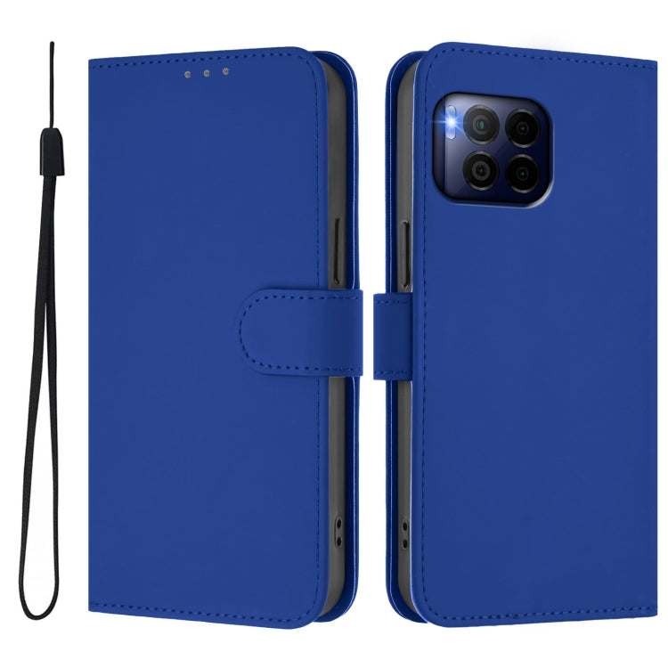 For T-Mobile Revvl 7 Pro 5G Skin Feel Solid Color Leather Phone Case with Lanyard