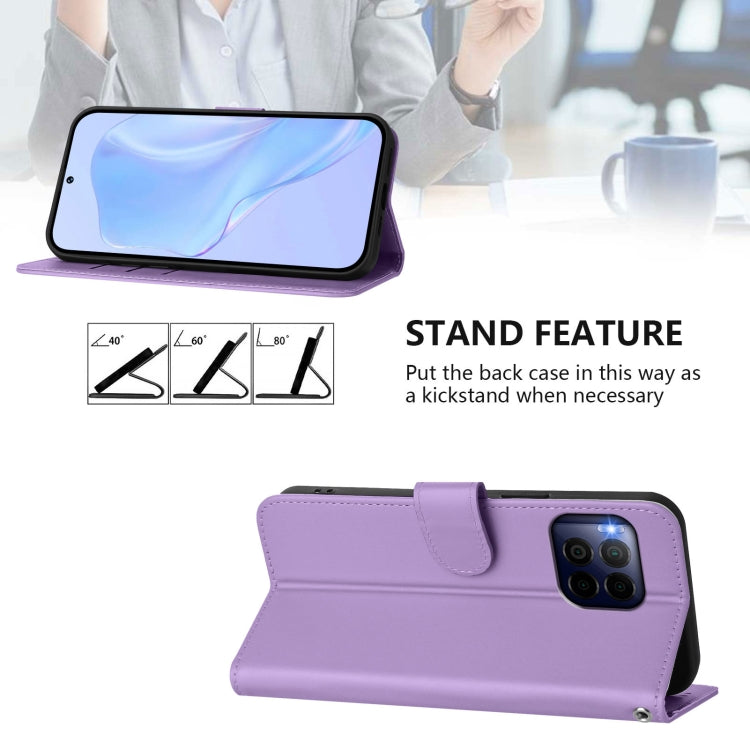 For T-Mobile Revvl 7 Pro 5G Skin Feel Solid Color Leather Phone Case with Lanyard