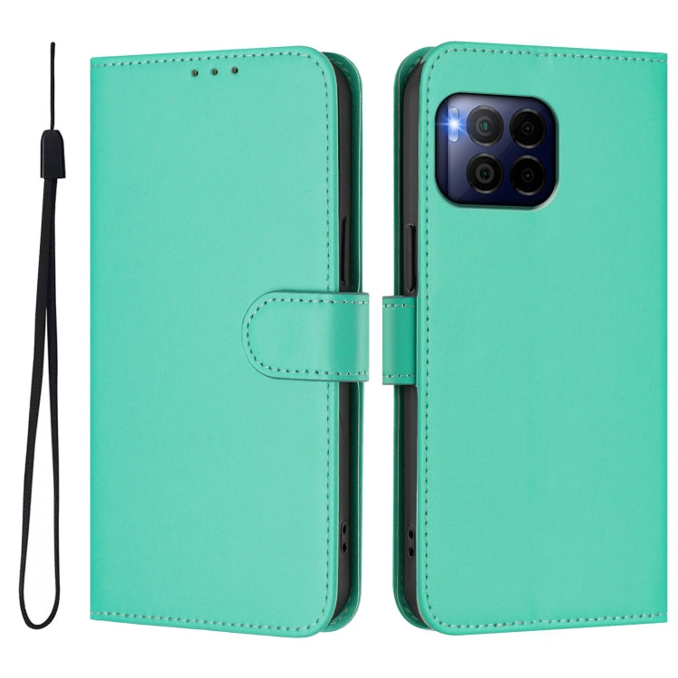 For T-Mobile Revvl 7 Pro 5G Skin Feel Solid Color Leather Phone Case with Lanyard