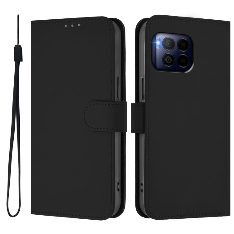 For T-Mobile Revvl 7 Pro 5G Skin Feel Solid Color Leather Phone Case with Lanyard