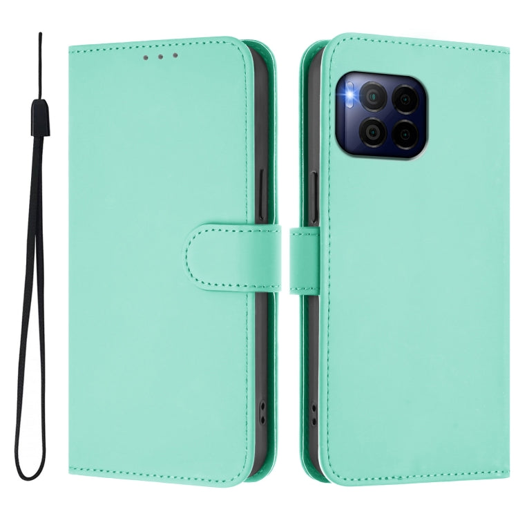 For T-Mobile Revvl 7 Pro 5G Skin Feel Solid Color Leather Phone Case with Lanyard