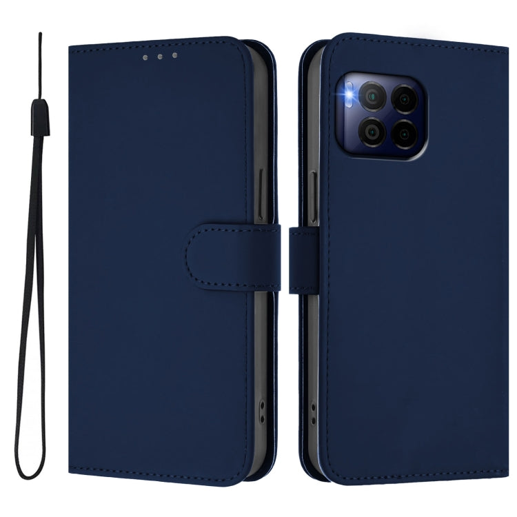 For T-Mobile Revvl 7 Pro 5G Skin Feel Solid Color Leather Phone Case with Lanyard