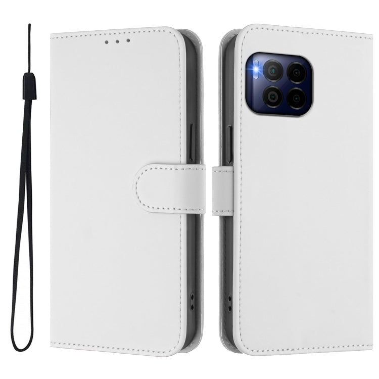 For T-Mobile Revvl 7 Pro 5G Skin Feel Solid Color Leather Phone Case with Lanyard