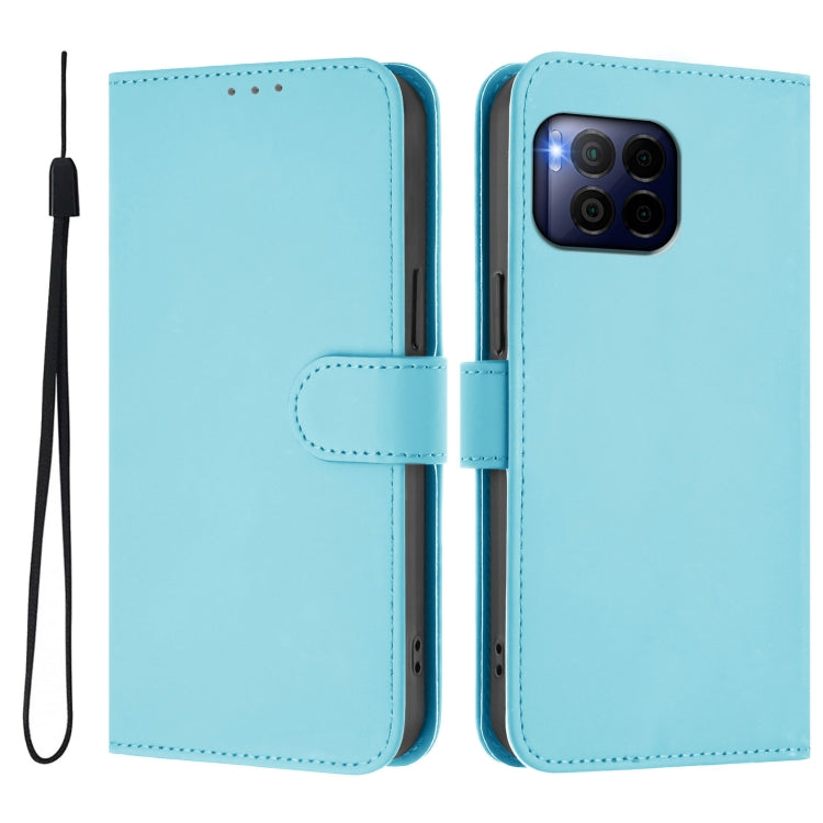 For T-Mobile Revvl 7 Pro 5G Skin Feel Solid Color Leather Phone Case with Lanyard