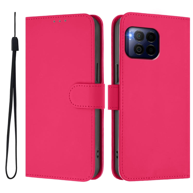 For T-Mobile Revvl 7 Pro 5G Skin Feel Solid Color Leather Phone Case with Lanyard