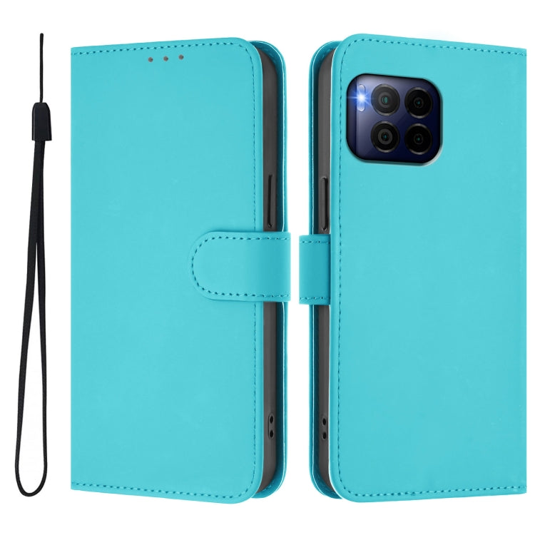 For T-Mobile Revvl 7 Pro 5G Skin Feel Solid Color Leather Phone Case with Lanyard