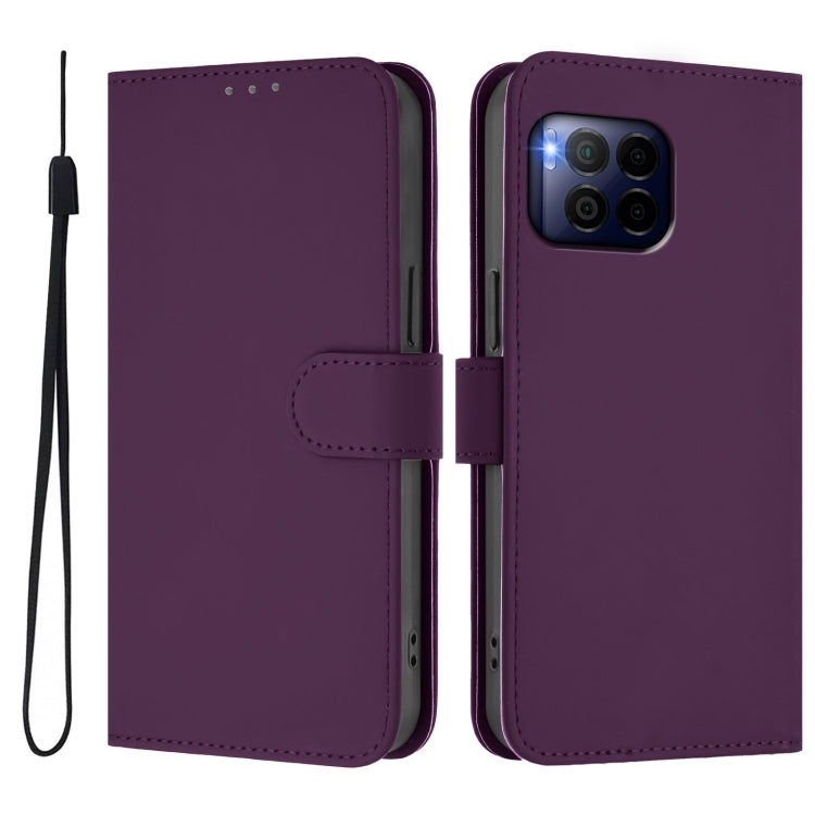 For T-Mobile Revvl 7 Pro 5G Skin Feel Solid Color Leather Phone Case with Lanyard