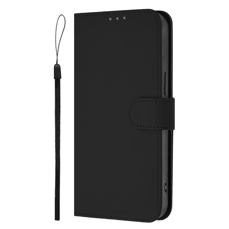 For T-Mobile Revvl 8 Skin Feel Solid Color Leather Phone Case with Lanyard